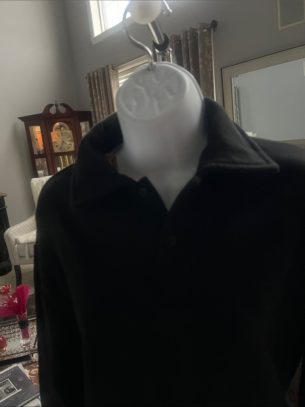 Skims cotton fleece polo Black Long Sleeve Polo Pullover - Picture 2 of 7